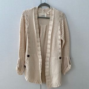 ANTHROPOLOGIE CROCHET KNIT CREAM SWEATER SIZE M
